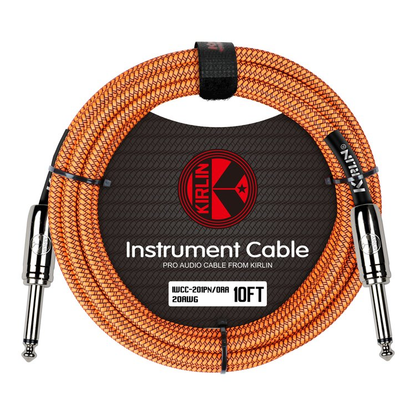 Kirlin 10ft Orange Entry Woven Instrument Cable - 20 Gauge, 1/4" Mono Plugs, Noise-Free, Lifetime Warranty — view 5