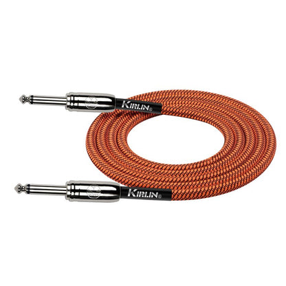 Kirlin 10ft Orange Entry Woven Instrument Cable - 20 Gauge, 1/4" Mono Plugs, Noise-Free, Lifetime Warranty — view 2