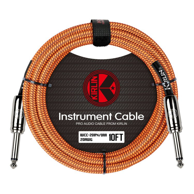 Kirlin 10ft Orange Entry Woven Instrument Cable - 20 Gauge, 1/4" Mono Plugs, Noise-Free, Lifetime Warranty — view 4