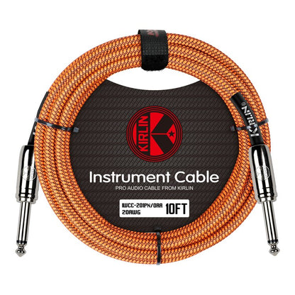 Kirlin 10ft Orange Entry Woven Instrument Cable - 20 Gauge, 1/4" Mono Plugs, Noise-Free, Lifetime Warranty — view 4