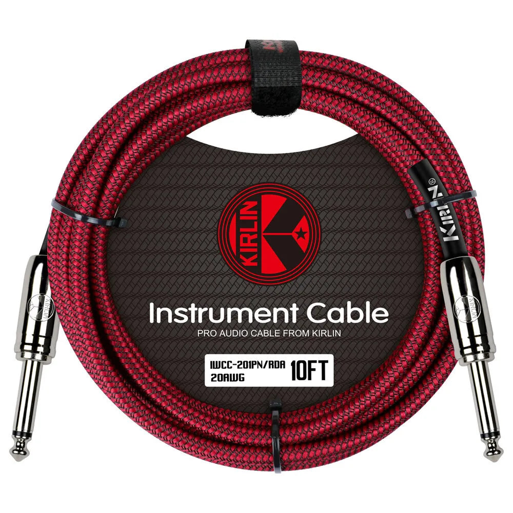 Kirlin 10ft Red Entry Woven Instrument Cable with Chrome Ends KIWCC201RD-10 — view 3