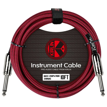 Kirlin 10ft Red Entry Woven Instrument Cable with Chrome Ends KIWCC201RD-10 — view 3