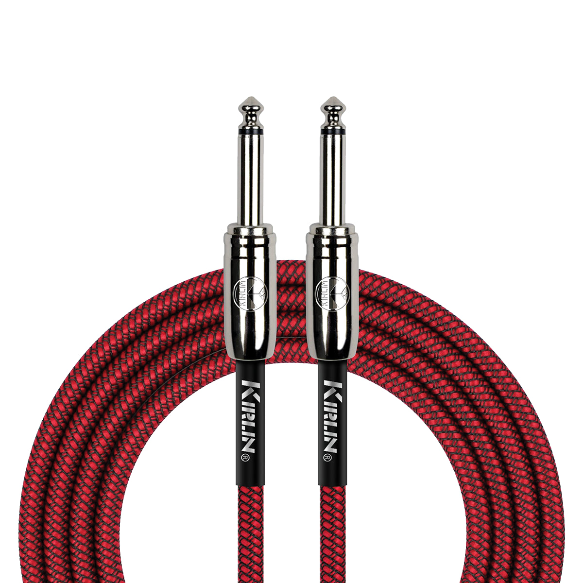 Kirlin 10ft Red Entry Woven Instrument Cable with Chrome Ends KIWCC201RD-10