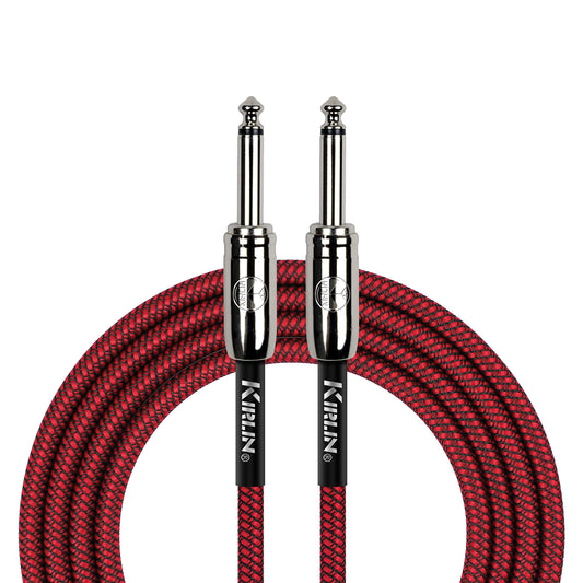 Kirlin 10ft Red Entry Woven Instrument Cable with Chrome Ends KIWCC201RD-10