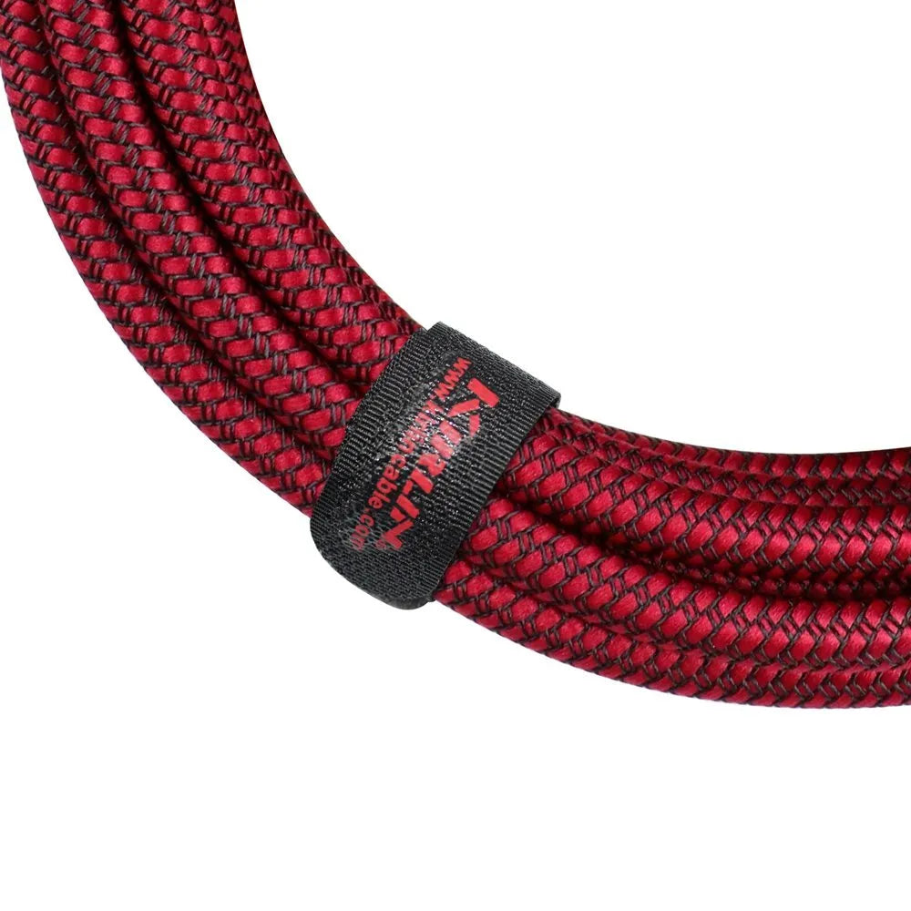 Kirlin 10ft Red Entry Woven Instrument Cable with Chrome Ends KIWCC201RD-10 — view 2