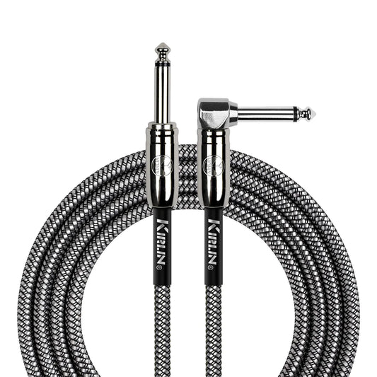 Kirlin 10ft Black Entry Woven Instrument Cable RA-Straight Chrome Ends [KIWCC202BK-10]