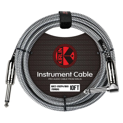 Kirlin 10ft Black Entry Woven Instrument Cable RA-Straight Chrome Ends [KIWCC202BK-10] — view 4