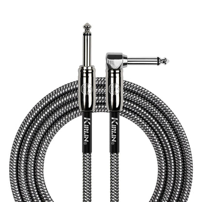 Kirlin 20ft Black Entry Woven Instrument Cable RA - Straight Chrome Ends KIWCC202BK-20