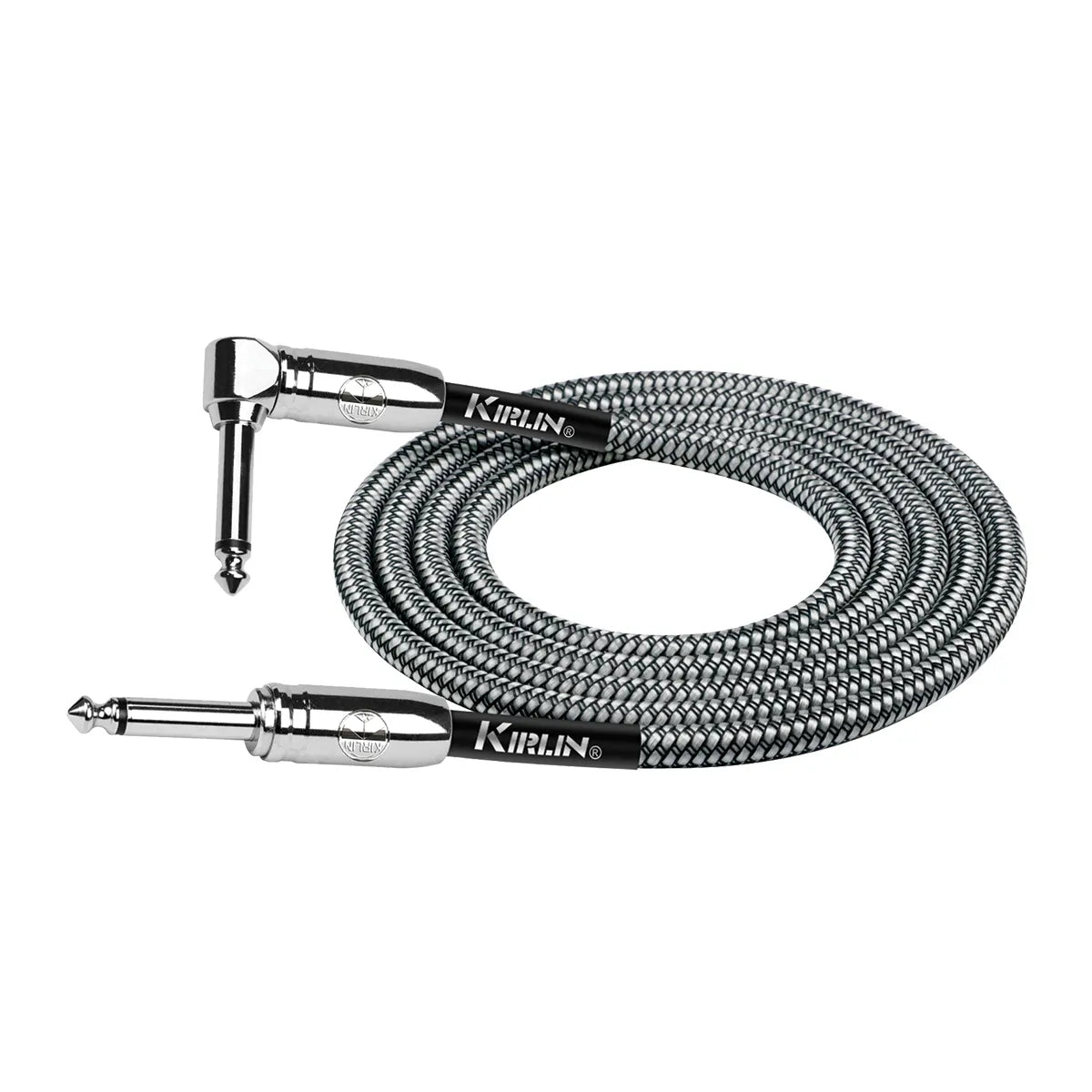Kirlin 20ft Black Entry Woven Instrument Cable RA - Straight Chrome Ends KIWCC202BK-20 — view 3