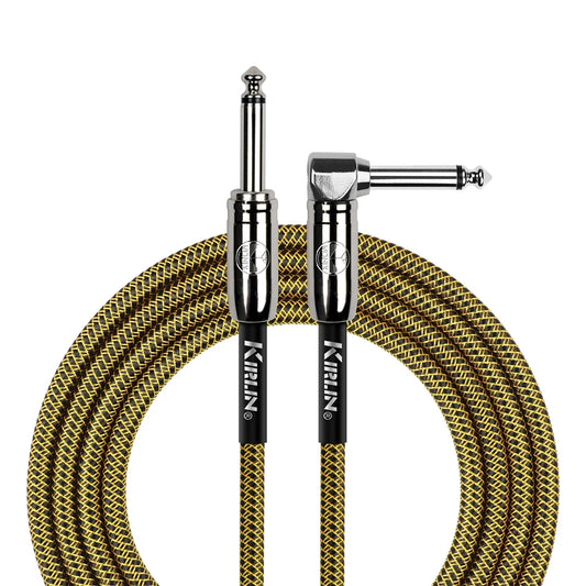 Kirlin 10ft Tweed Entry Woven Instrument Cable RA - Straight with Chrome Ends [KIWCC202BY-10]