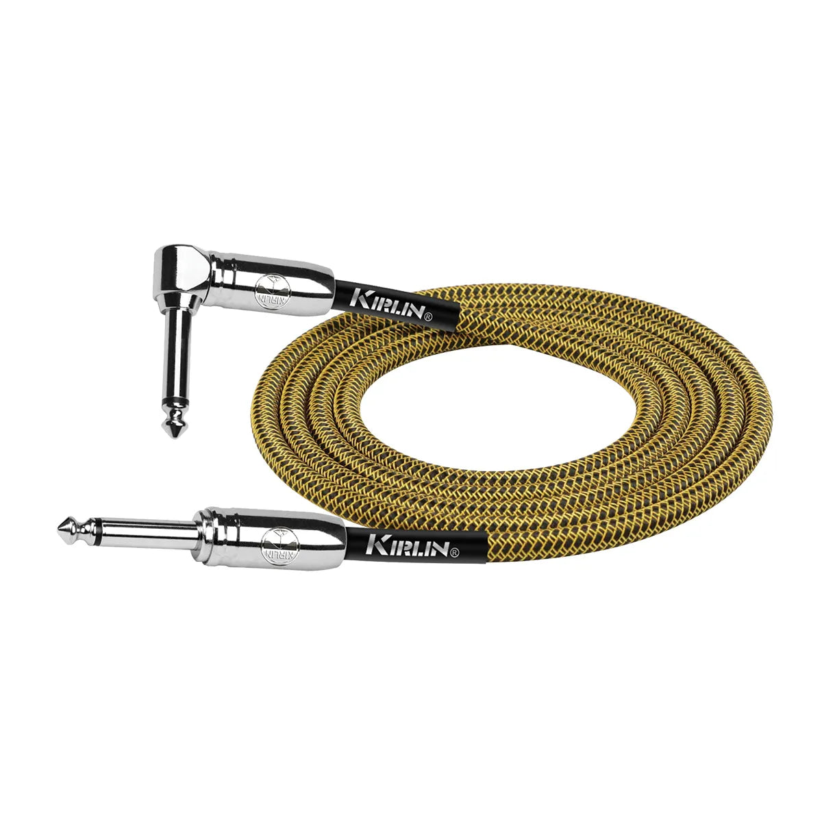 Kirlin 10ft Tweed Entry Woven Instrument Cable RA - Straight with Chrome Ends [KIWCC202BY-10] — view 3