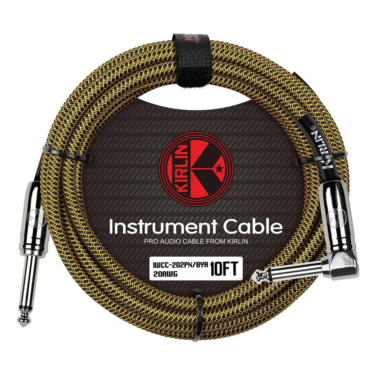 Kirlin 10ft Tweed Entry Woven Instrument Cable RA - Straight with Chrome Ends [KIWCC202BY-10] — view 4