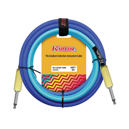 Kirlin 10FT Gradient Blue Instrument Cable with 1/4" Mono Plugs and 22 Gauge Copper Conductor — view 3