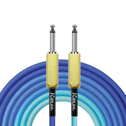 Kirlin 20FT Gradient Blue Instrument Cable [KIWJ-221G-BL-20], 1/4" Mono Plug, 22-Gauge Copper Conductor, Limited Lifetime Warranty