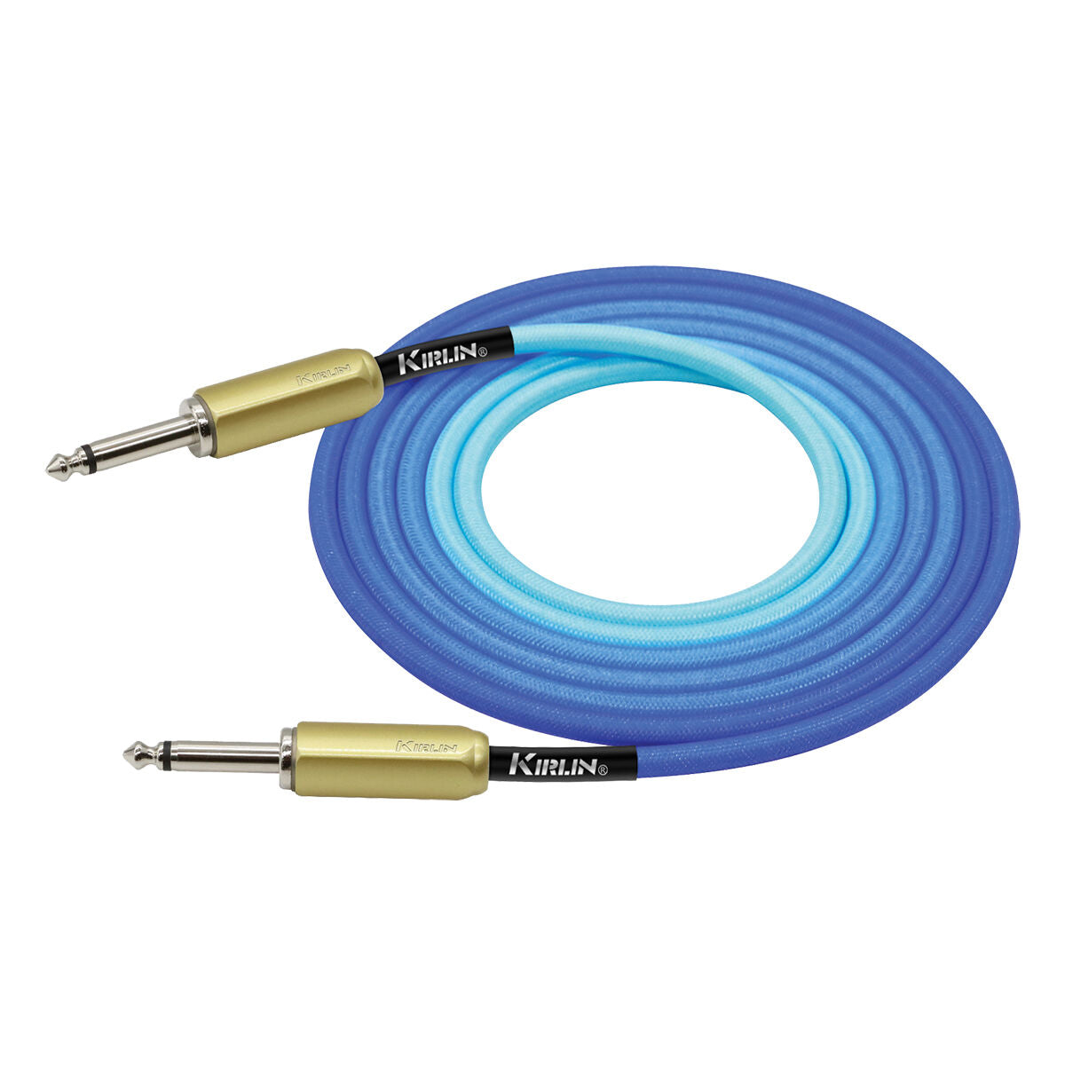 Kirlin 20FT Gradient Blue Instrument Cable [KIWJ-221G-BL-20], 1/4" Mono Plug, 22-Gauge Copper Conductor, Limited Lifetime Warranty — view 2