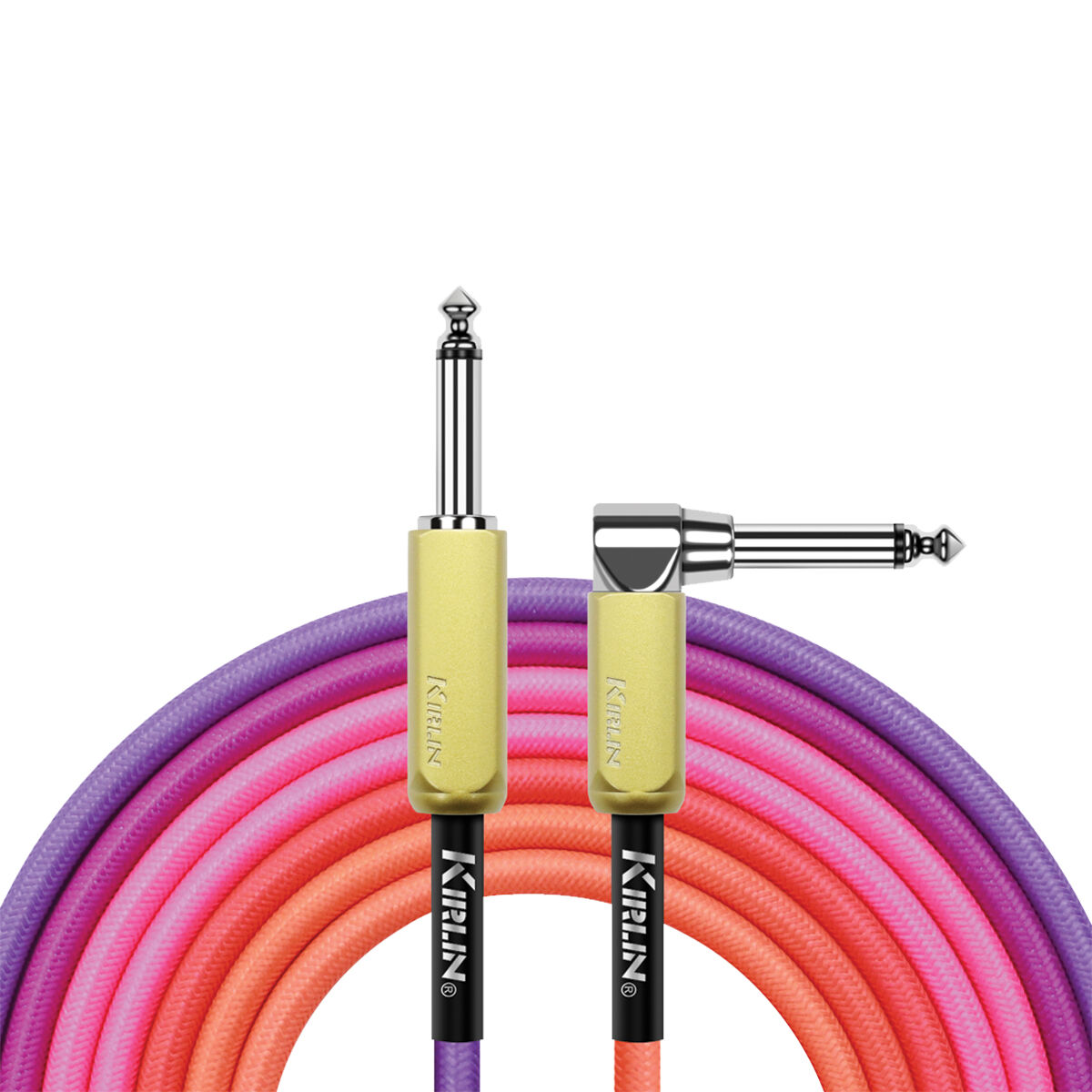 Kirlin 10FT Gradient Instrument RA to Straight Cable Pink to Orange KIWJ-222G-PO-10
