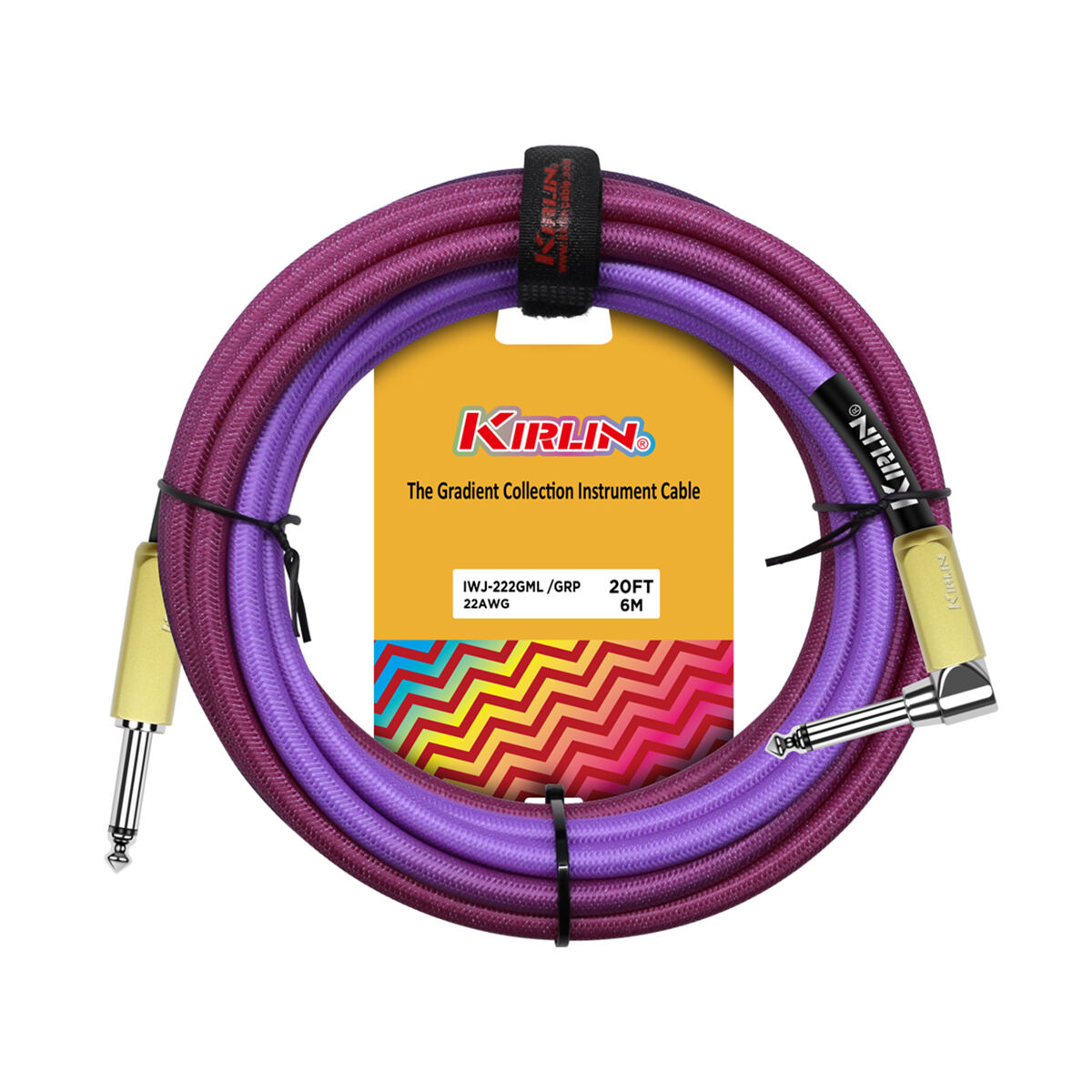Kirlin 20FT Gradient Instrument RA to Straight Cable Purple KIWJ-222G-PU-20 — view 3
