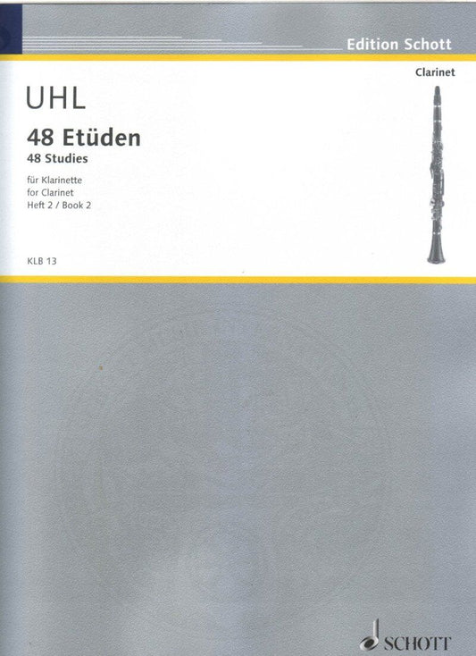 UHL 48 Studies Book 2 for Clarinet by Alfred Uhl, 32 Pages, Schott Music