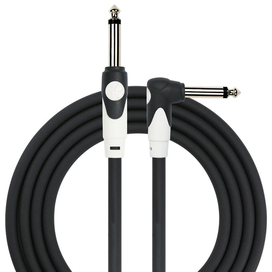 Kirlin 20FT Black LightGear Instrument Cable RA-Straight KLGI202BK-20 1/4" Mono Plug to Right Angle, 20 Gauge, PVC Jacket, Limited Lifetime Warranty
