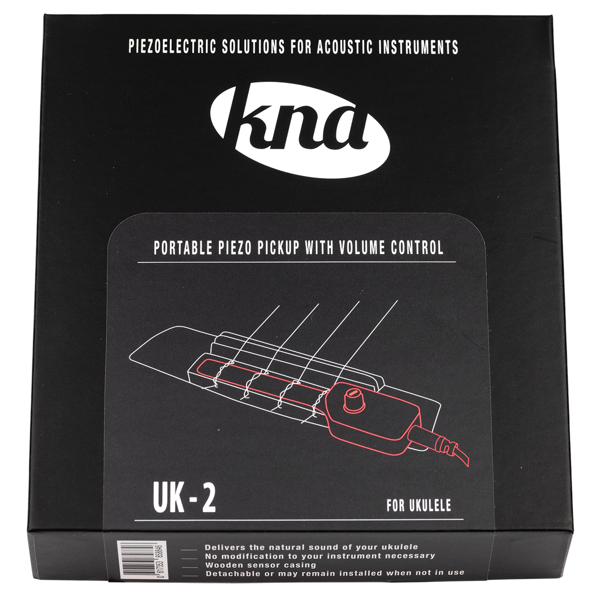 KNA UK-2 Ukulele Pickup with Volume Control and Mahogany Case — view 6