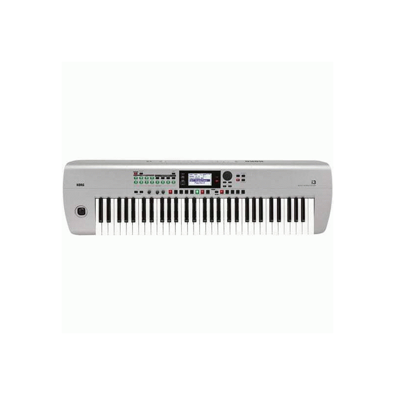 Korg i3 61-Key Music Workstation - Silver, 800 Sounds, 64 Voices Polyphony, 270 Styles, 16-Track Sequencer, Battery Operable