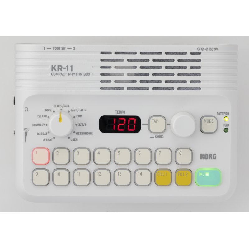 Korg KR-11 Compact Rhythm Box with 126 Patterns, 16 Pads, and Tap Tempo Function
