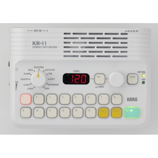 Korg KR-11 Compact Rhythm Box with 126 Patterns, 16 Pads, and Tap Tempo Function