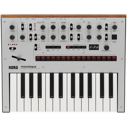 Korg Monologue Silver Monophonic Analog Synthesizer 25-Key with Step Sequencer and Programmable Features
