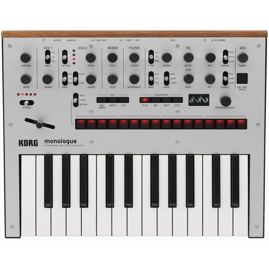 Korg Monologue Silver Monophonic Analog Synthesizer 25-Key with Step Sequencer and Programmable Features