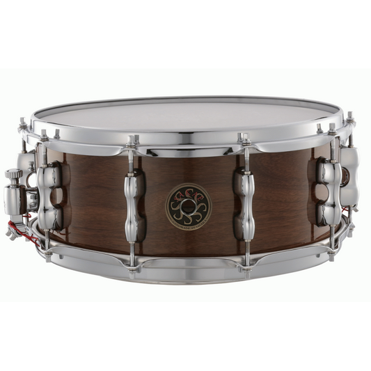 Sakae Osaka Heritage Custom 14 x 5.5 Snare Drum - Walnut, 7 Ply, Ultra High-Carbon Wires, Mighty Halo Hoops, Diecast Lugs, Easy Tension Strainer
