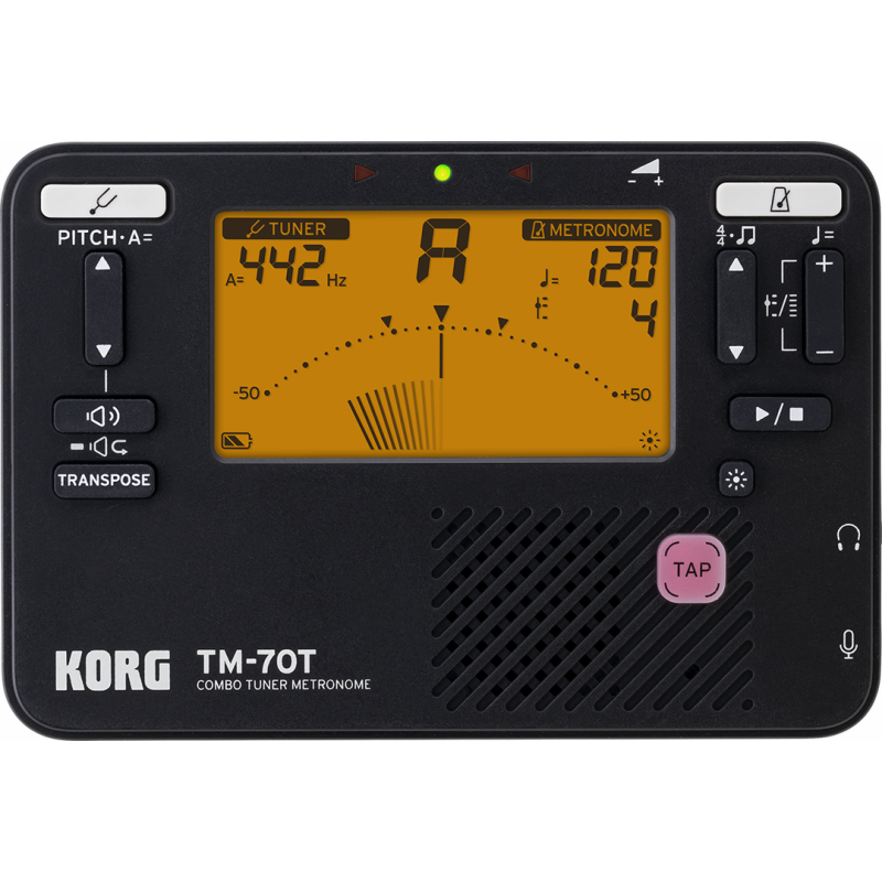 Korg TM-70 Tuner Metronome Black - Compact, High-Precision Tuner and Metronome with Improved Visibility and Sound Quality, Made in Japan