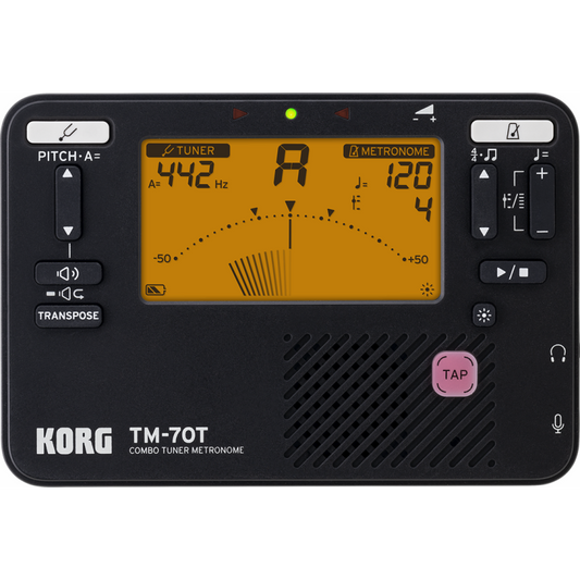 Korg TM-70 Tuner Metronome Black - Compact, High-Precision Tuner and Metronome with Improved Visibility and Sound Quality, Made in Japan