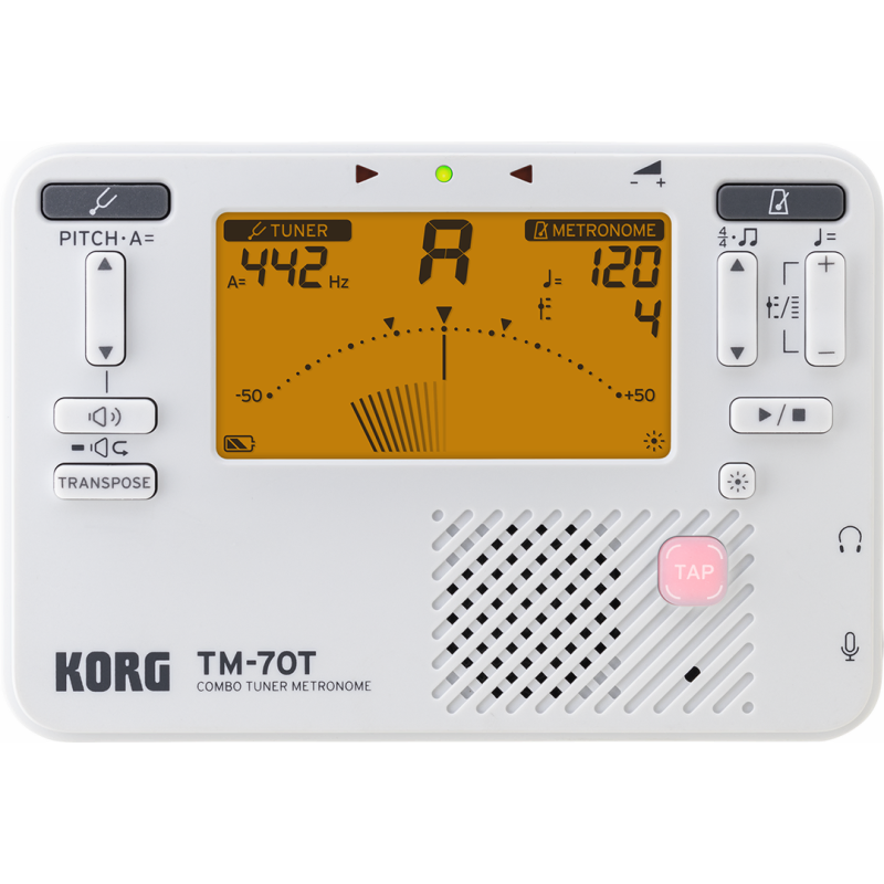KORG TM-70 Tuner Metronome - Compact, High-Precision with Improved Display, Transpose Function, Long Battery Life, Made in Japan