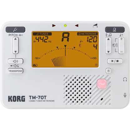 KORG TM-70 Tuner Metronome - Compact, High-Precision with Improved Display, Transpose Function, Long Battery Life, Made in Japan
