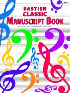Bastien Classic Manuscript Book 10 Staves 64 Tear-Out Pages