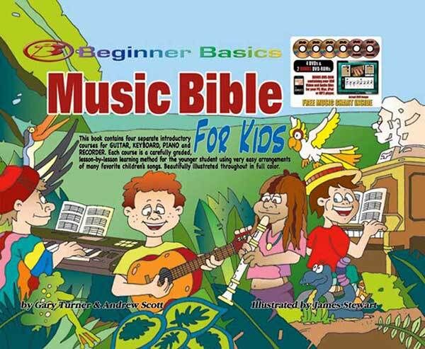 Beginner Basics Music Bible for Kids Book/DVD with Courses for Guitar, Keyboard, Piano, and Recorder