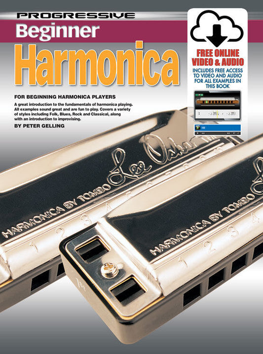 Progressive Beginner Harmonica Book with Online Video & Audio Access
