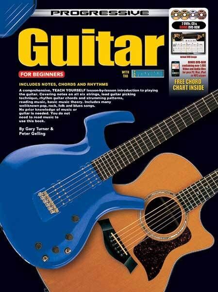 Progressive Guitar for Beginners Book/CD/DVD Set with 2 DVDs, 1 CD, 1 DVD-ROM, and Poster