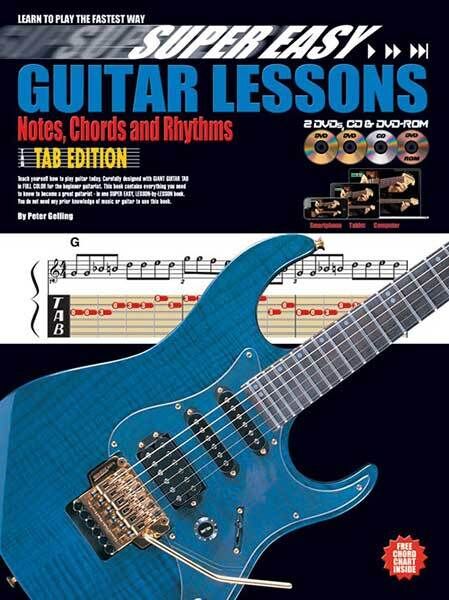 Super Easy Guitar Lessons - Notes, Chords & Rhythms with Tab Book, CD, DVD & DVD-Rom