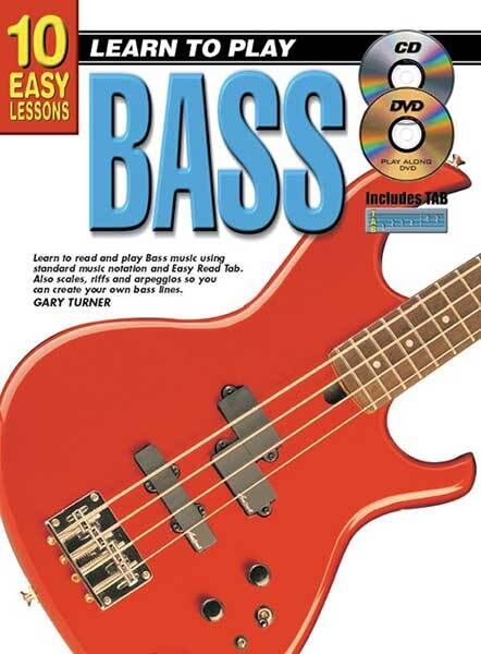 10 Easy Lessons Learn to Play Bass Book with CD and DVD