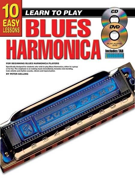 10 Easy Lessons Blues Harmonica Book/CD/DVD for Beginners