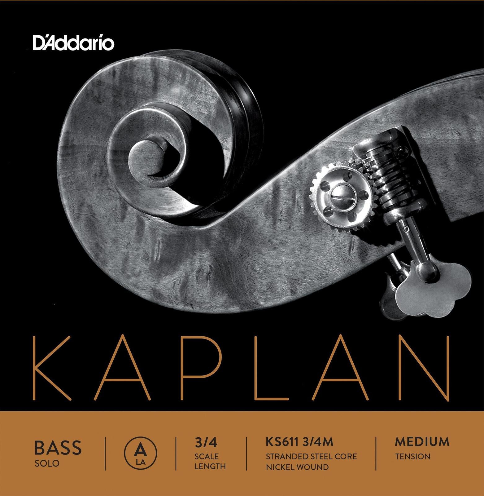 D'Addario Kaplan Solo Double Bass A String, 3/4 Scale, Medium Tension