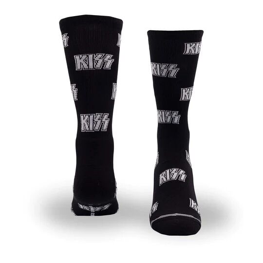 Perris Licensed KISS All Over Logo Large Crew Socks - Black (1 Pair) — view 3
