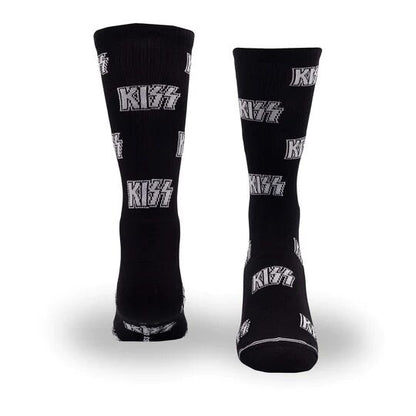 Perris Licensed KISS All Over Logo Large Crew Socks - Black (1 Pair) — view 3