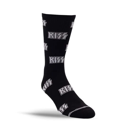 Perris Licensed KISS All Over Logo Large Crew Socks - Black (1 Pair) — view 2