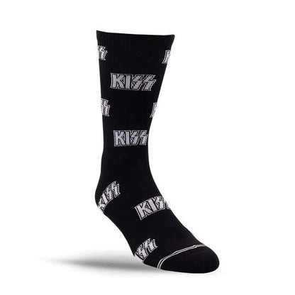 Perris Licensed KISS All Over Logo Large Crew Socks - Black (1 Pair) — view 2