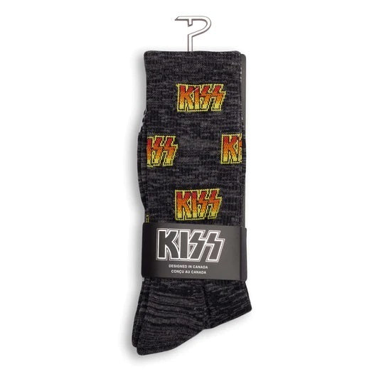 Perris KISS All Over Logo Large Crew Socks Charcoal (1-Pair)