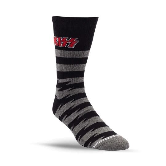 Perris Licensed KISS "Lightning Stripes" Large Crew Socks Charcoal, 1-Pair — view 2