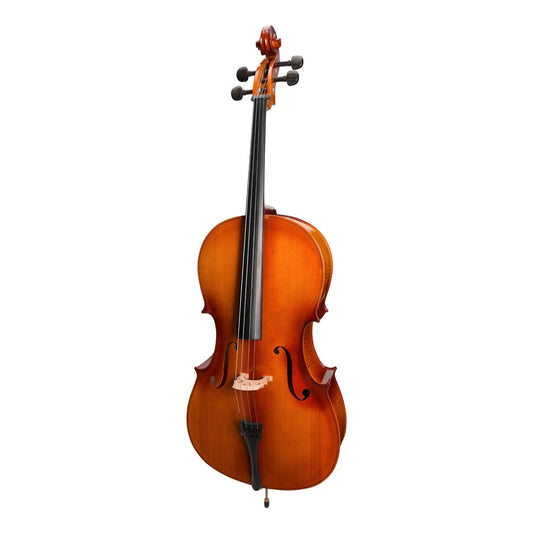 Steinhoff Full Size Solid Top Student Cello Set with Case, Bow, Rosin - Natural Gloss