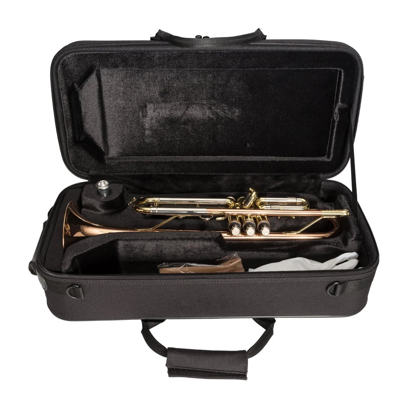 Steinhoff TR20 Intermediate Bb Trumpet with Case, Gold Finish, Rose Brass, Monel Valves, F-trigger, 7C Mouthpiece — view 5